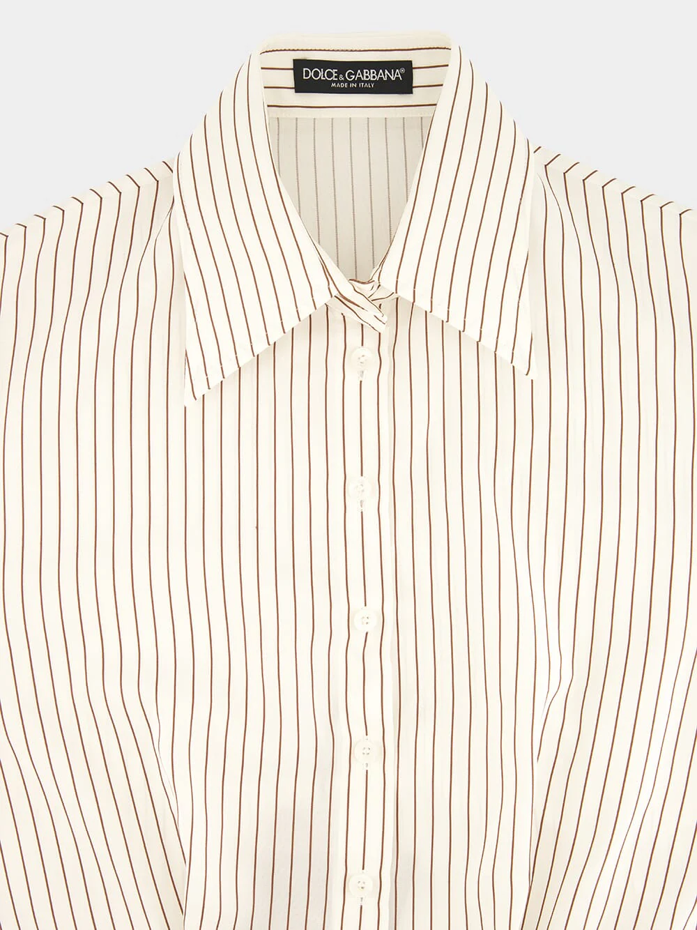 White Pinstripe Silk-Cotton Shirt - Image 3