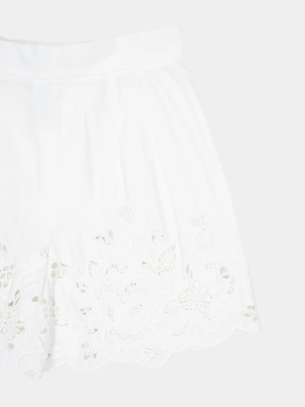 White Poplin Cut-Out Shorts - Image 5