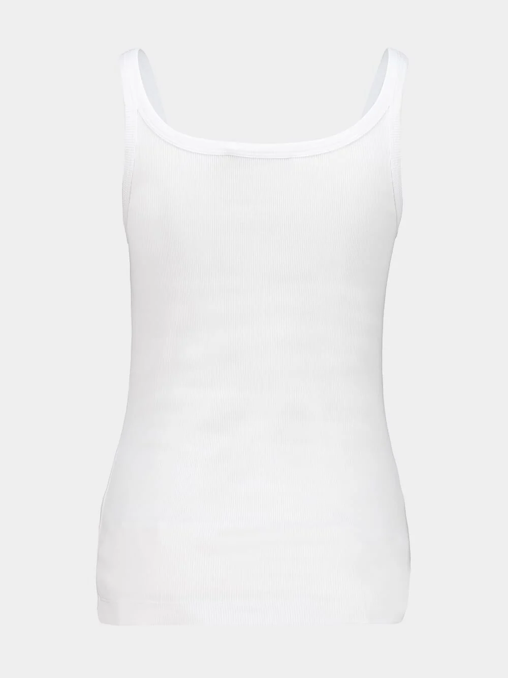 White Ribbed Cotton Tank Top - Image 2