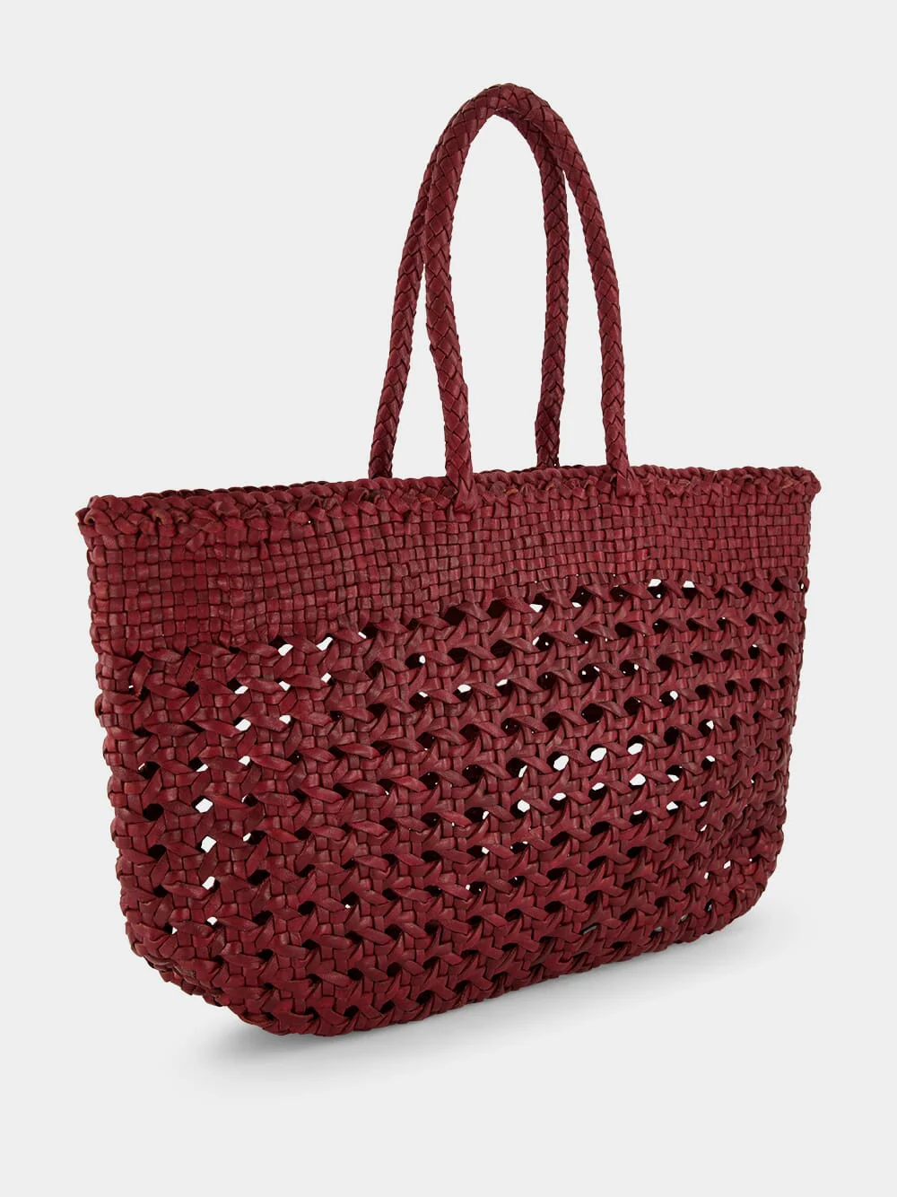Bordeaux Cannage Kanpur Handwoven Leather Tote - Image 2