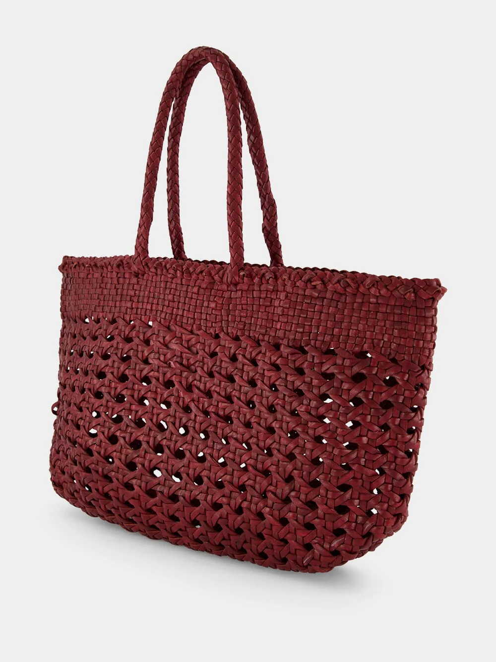Bordeaux Cannage Kanpur Handwoven Leather Tote - Image 4