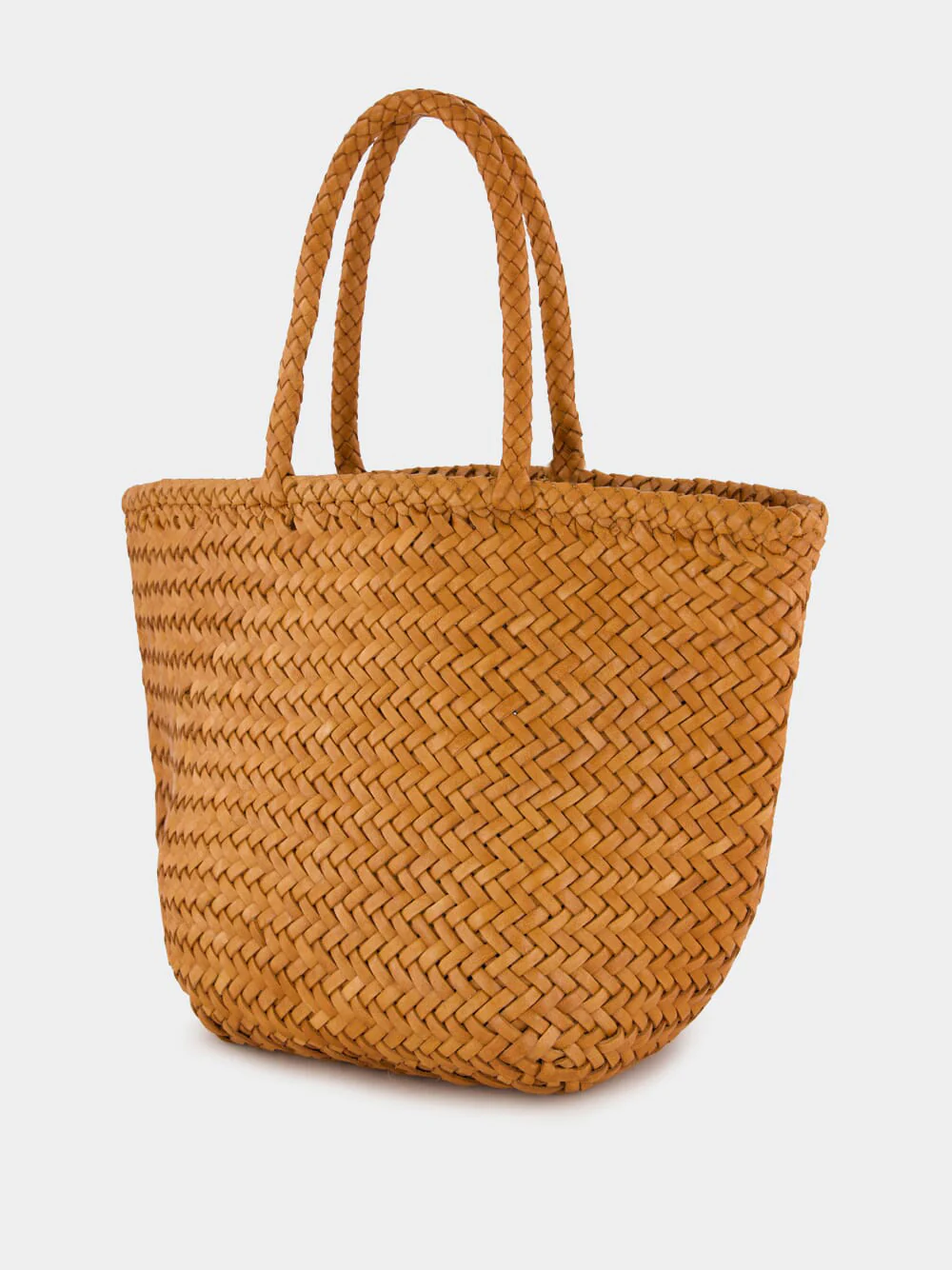 Camel Grace Small Woven Leather Basket Bag - Image 4