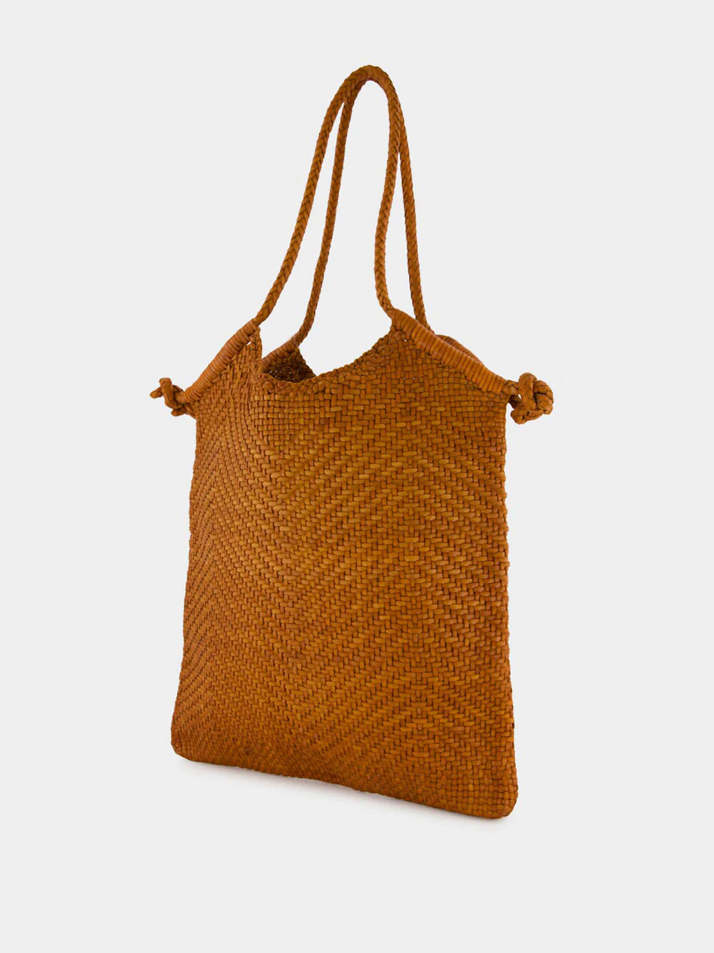 Camel Woven Leather Minga Tote Bag - Image 3