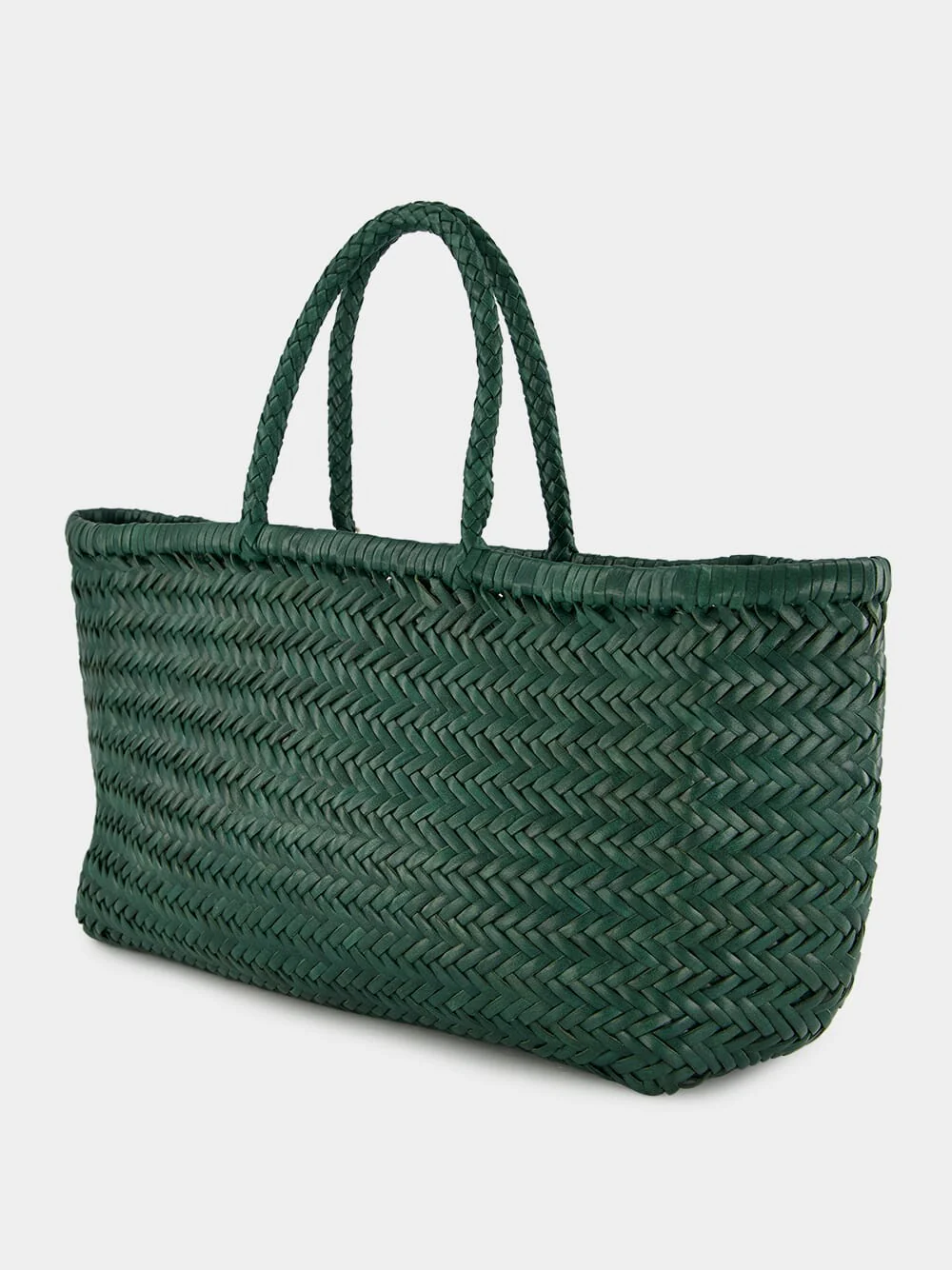Forest Green Triple Jump Handwoven Leather Tote - Image 4