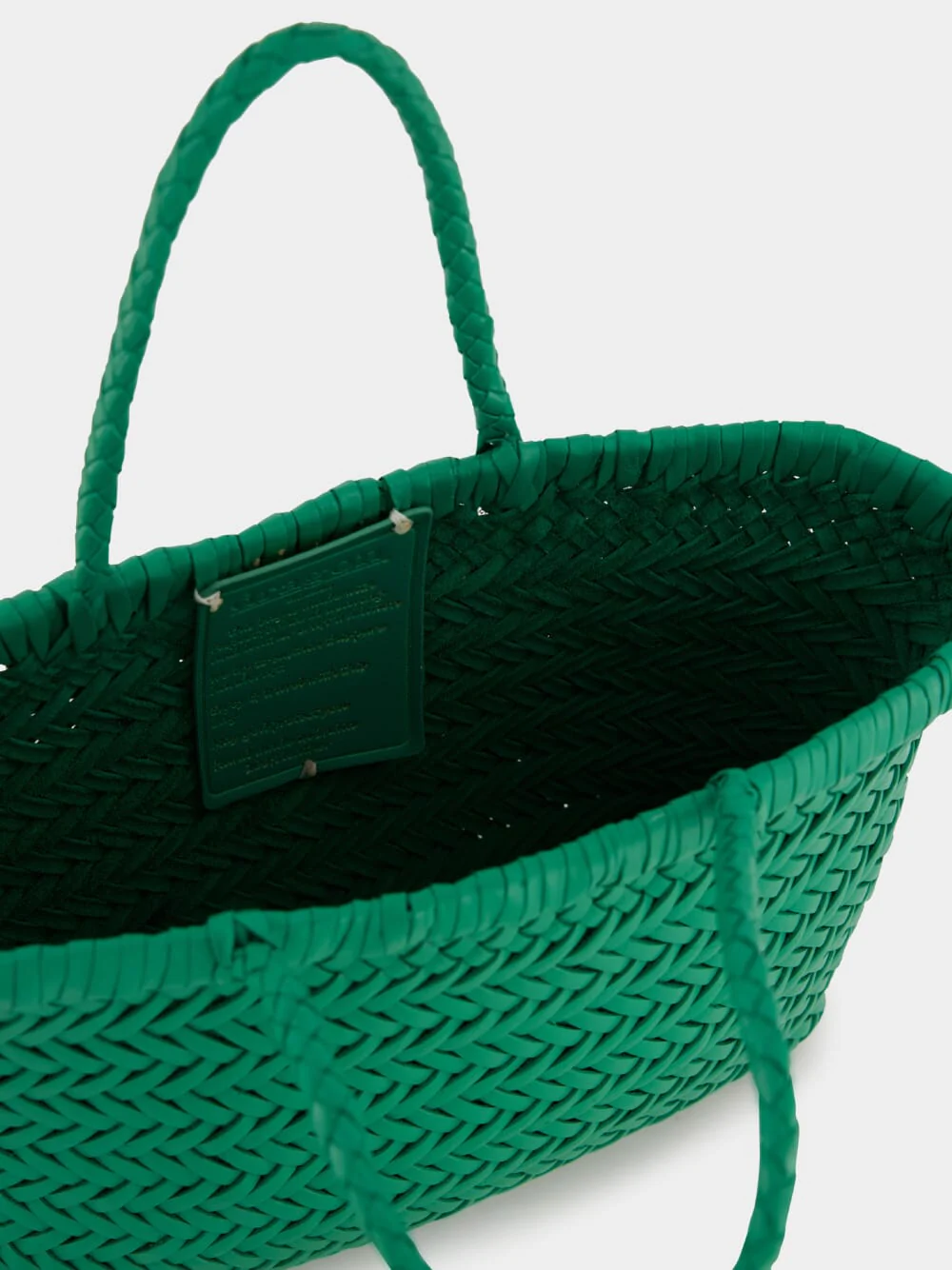 Kelly Green Mini Flat Gora Woven Leather Bag - Image 5