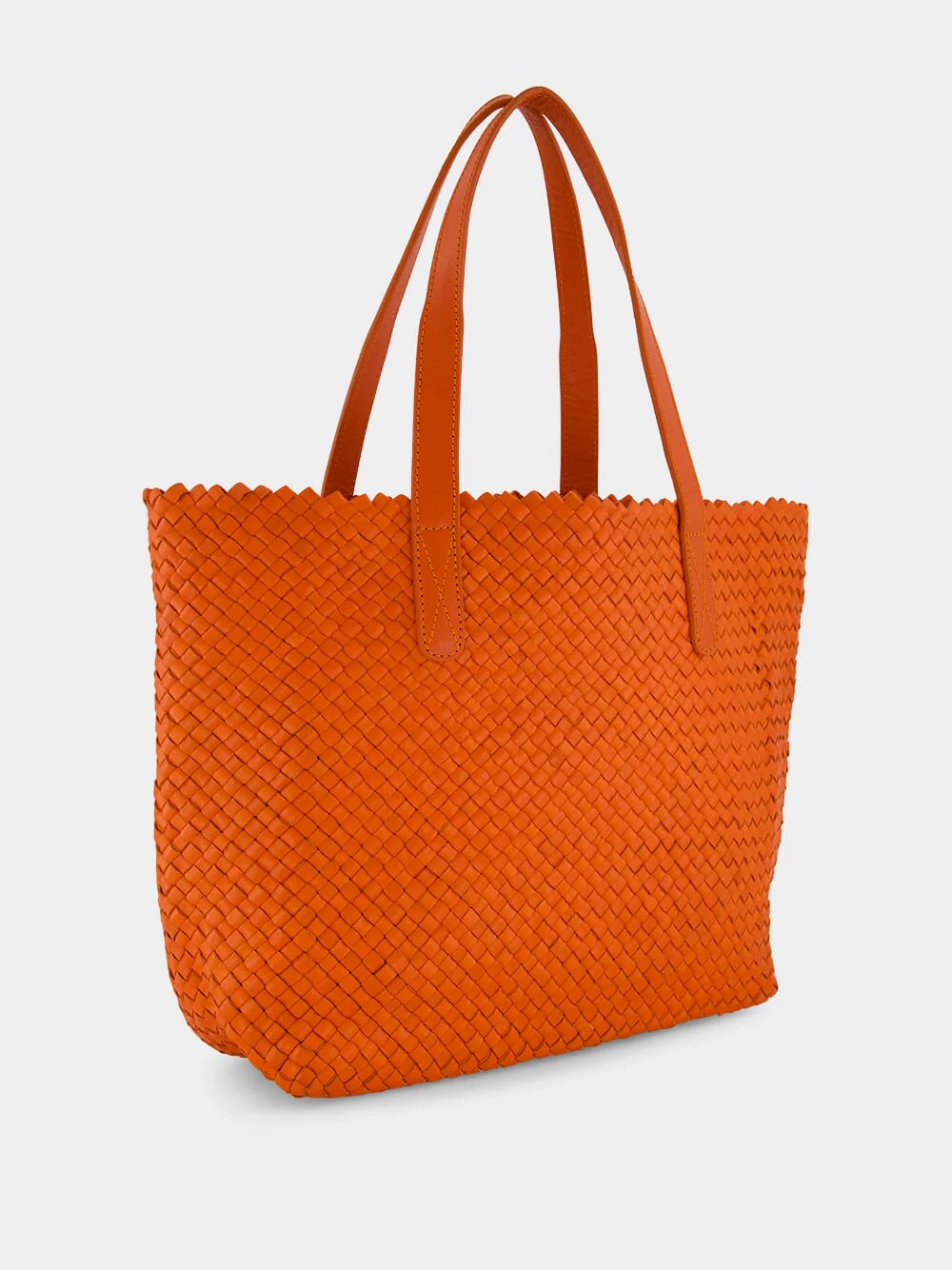 Orange Woven Leather Shoulder Bag - Image 2