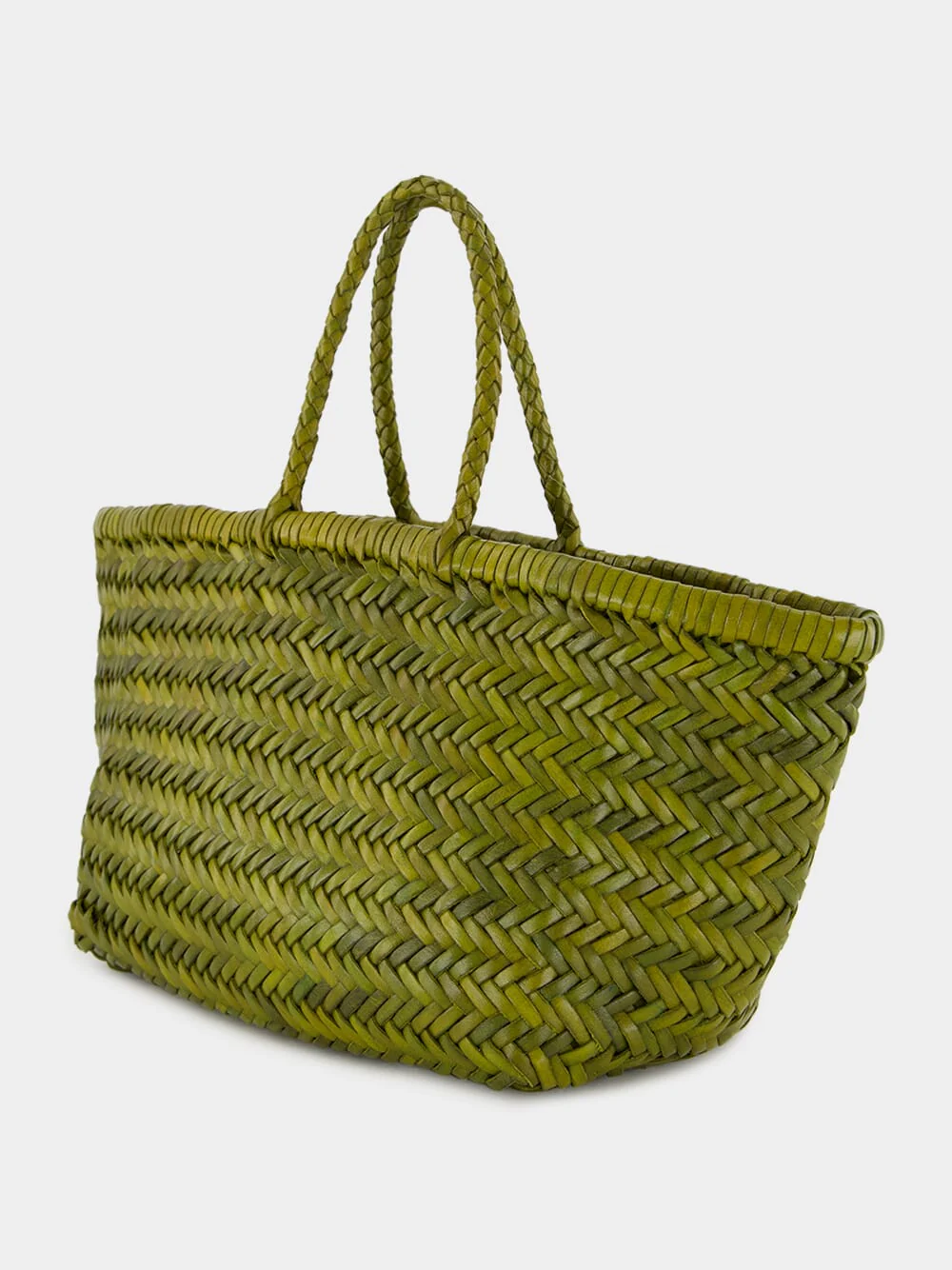 Bamboo Green Triple Jump Small Woven Leather Tote - Image 4