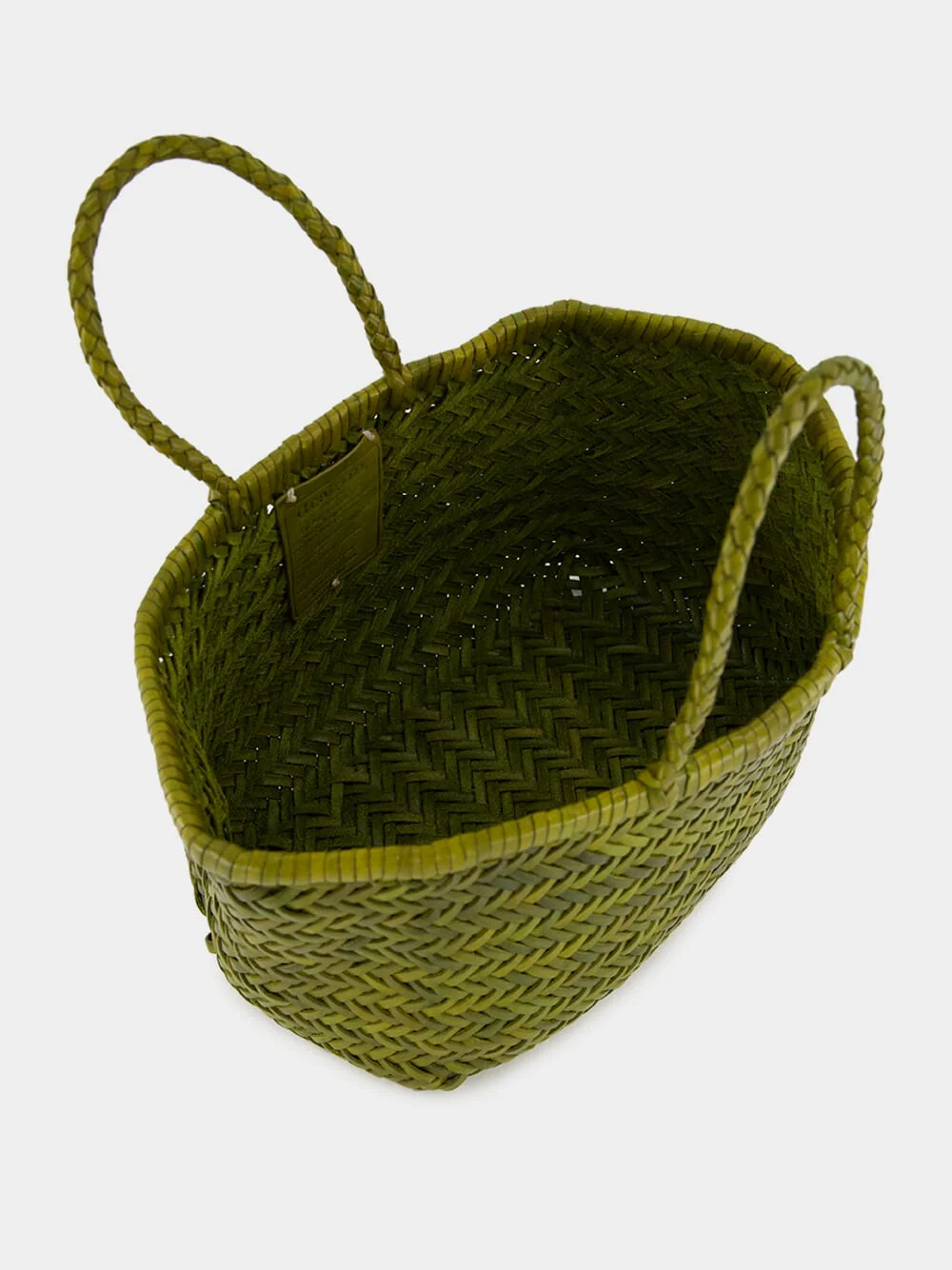 Bamboo Green Triple Jump Small Woven Leather Tote - Image 5