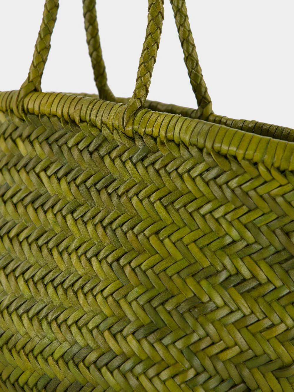 Bamboo Green Triple Jump Small Woven Leather Tote - Image 6