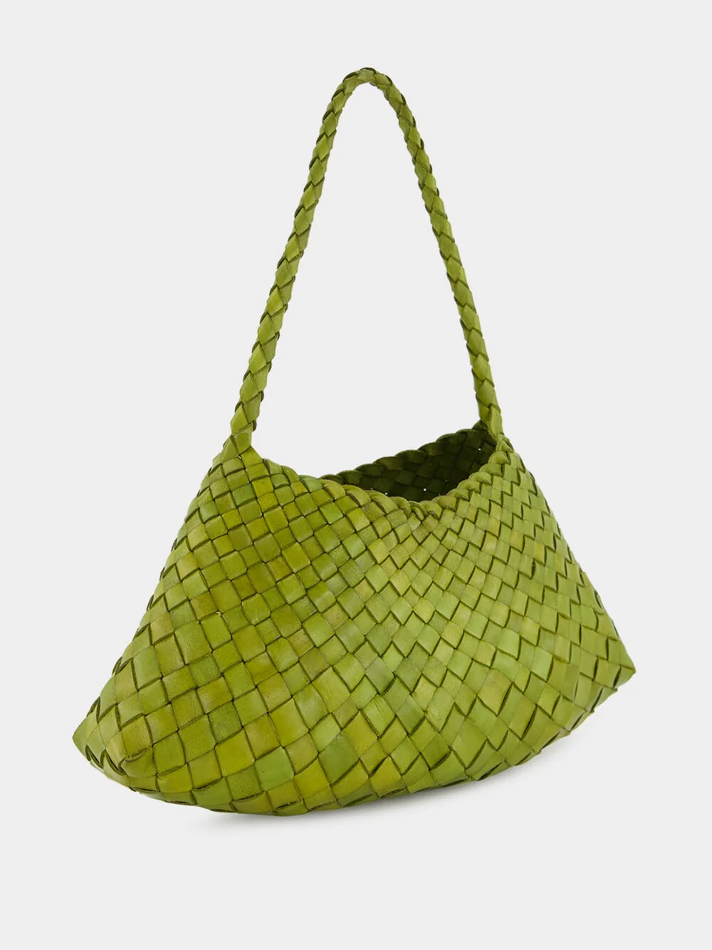 Bamboo Green Woven Leather Baguette Bag - Image 2