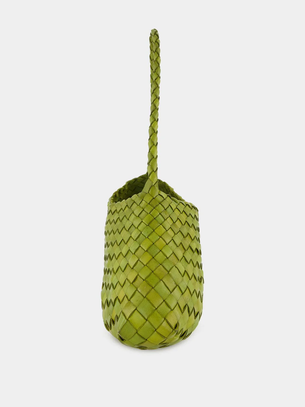 Bamboo Green Woven Leather Baguette Bag - Image 3