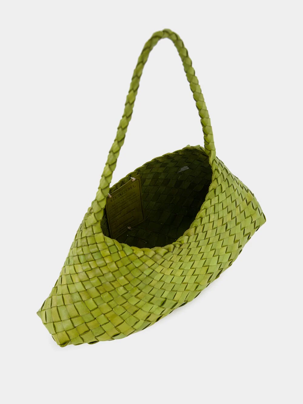 Bamboo Green Woven Leather Baguette Bag - Image 5