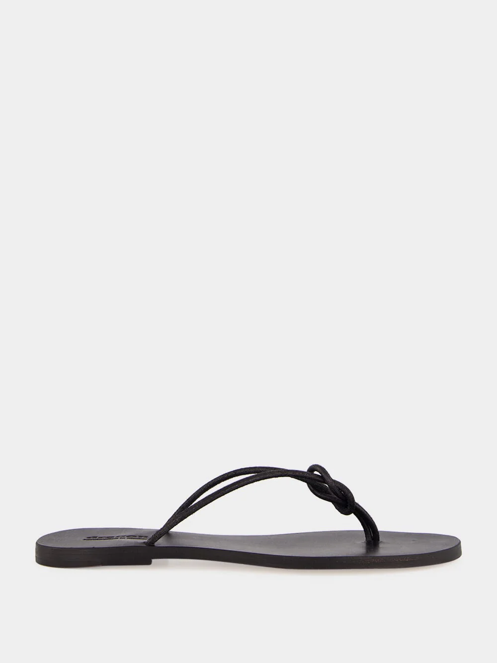 Black Flat Rope Leather Sandals