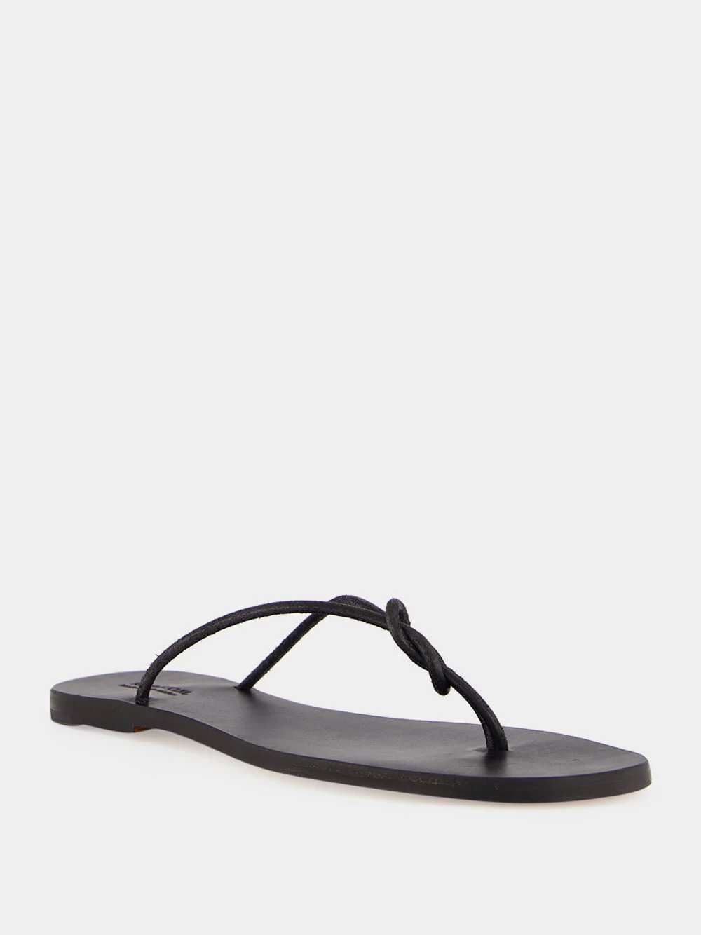 Black Flat Rope Leather Sandals - Image 2