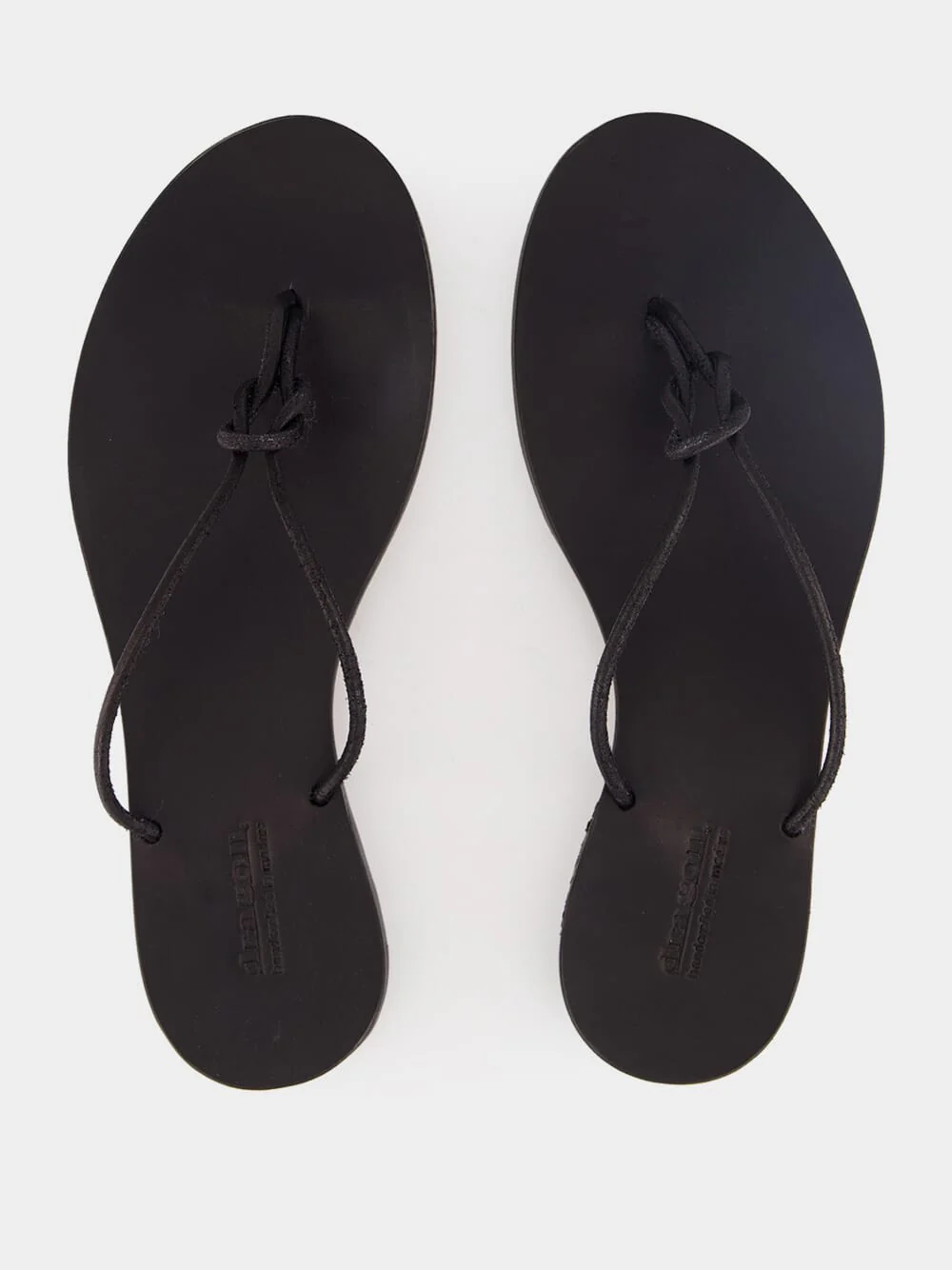 Black Flat Rope Leather Sandals - Image 4