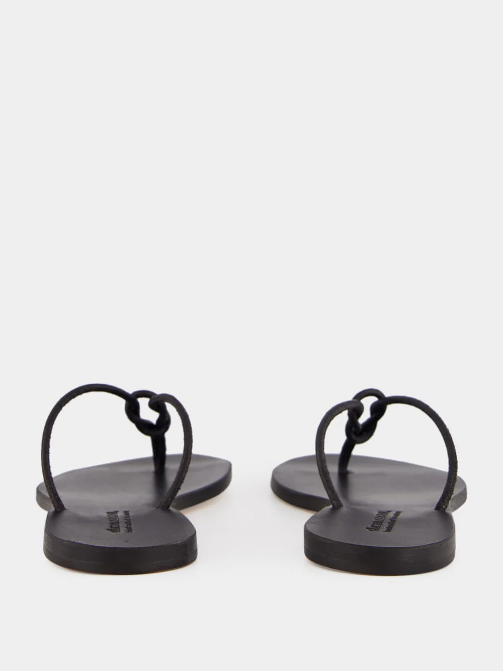 Black Flat Rope Leather Sandals - Image 5