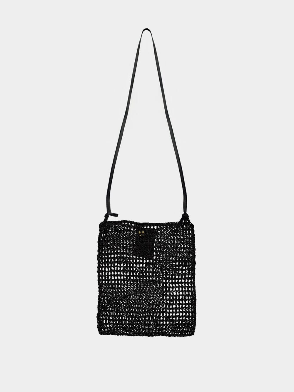 Black Knit Hobo Leather Tote - Image 3