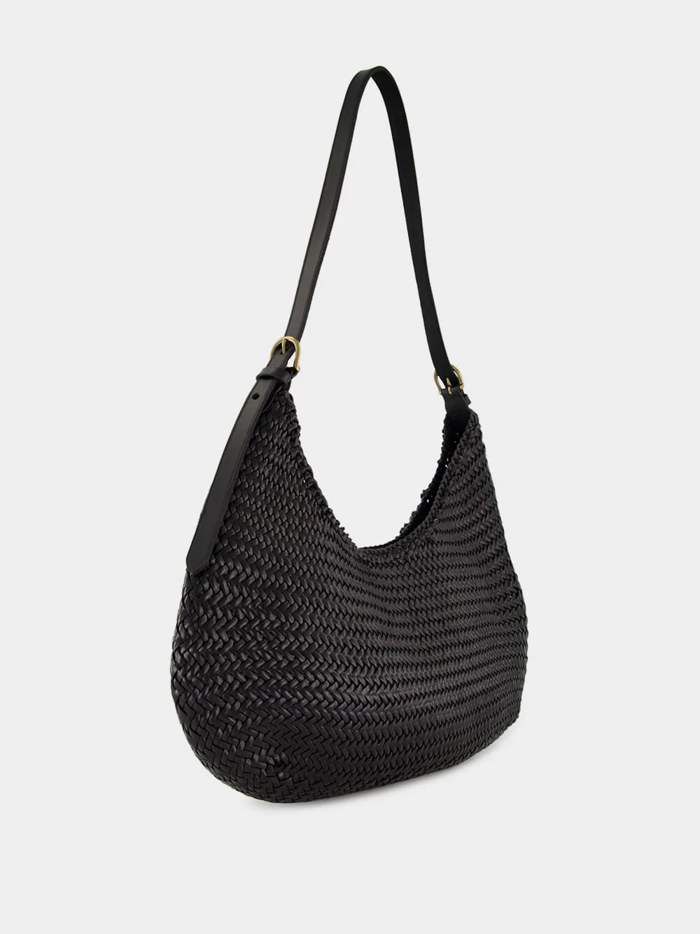 Black Luna Piena Woven Leather Tote - Image 4