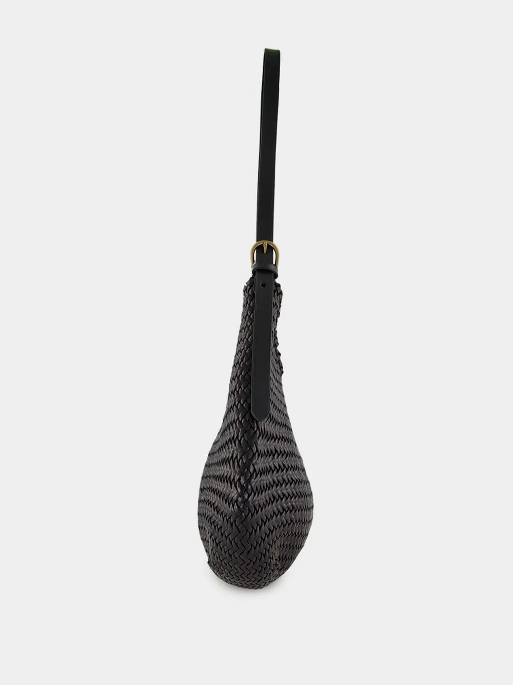 Black Luna Piena Woven Leather Tote - Image 5