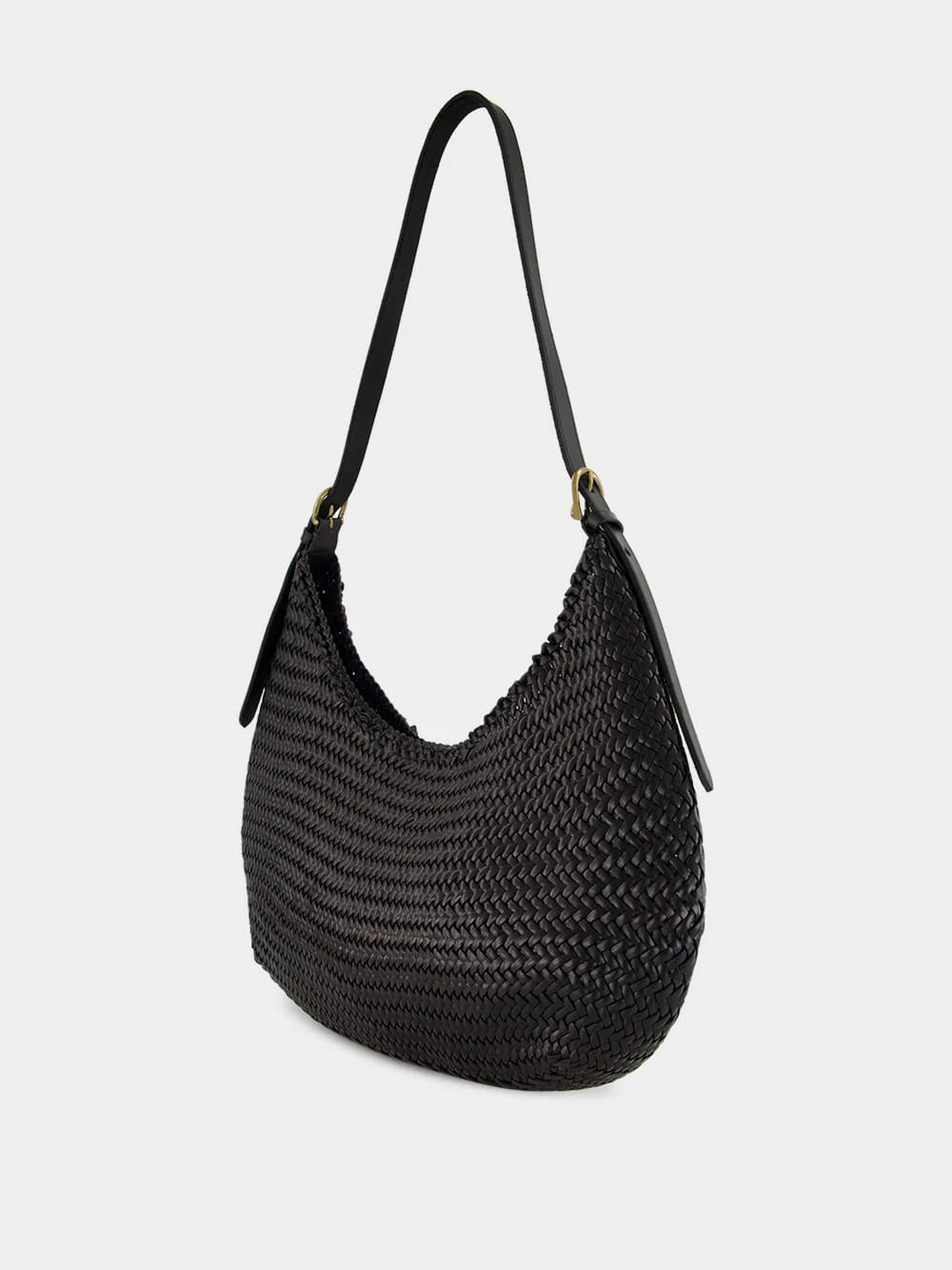 Black Luna Piena Woven Leather Tote - Image 6