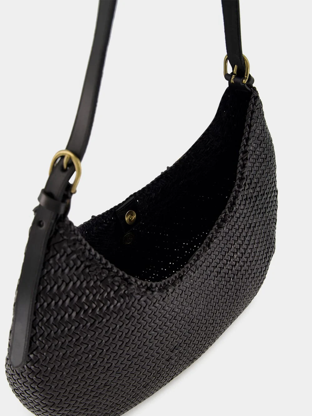Black Luna Piena Woven Leather Tote - Image 7