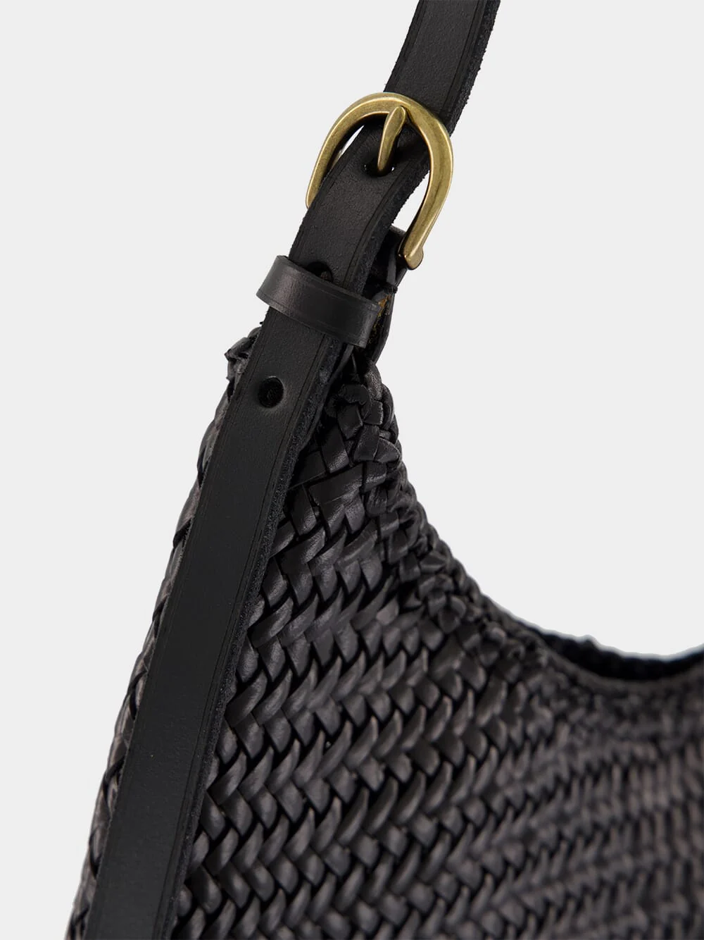 Black Luna Piena Woven Leather Tote - Image 8