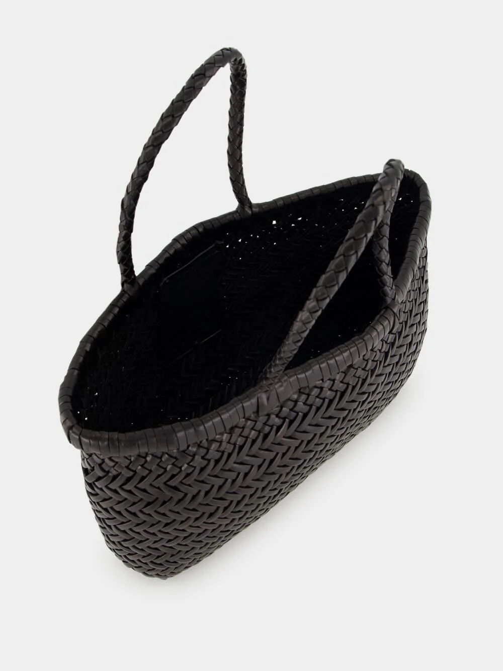 Black Mini Flat Gora Woven Leather Bag - Image 6
