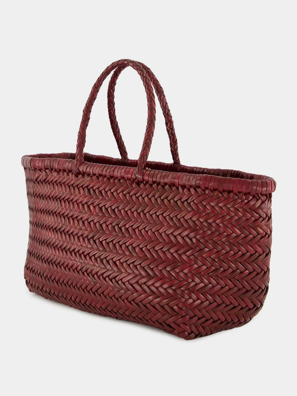 Bordo Triple Jump Small Woven Leather Tote - Image 4