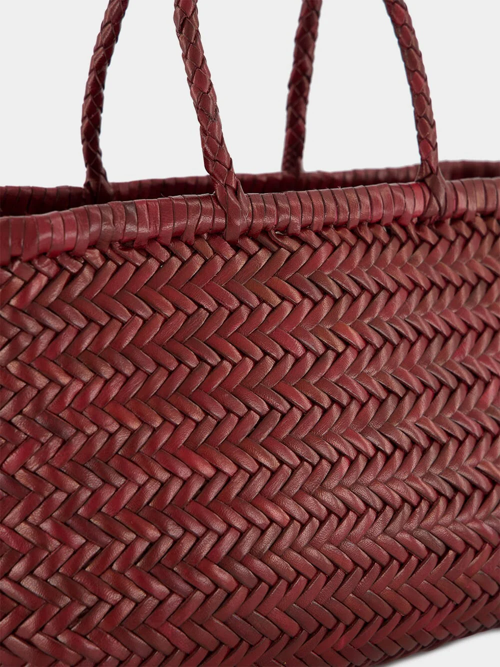 Bordo Triple Jump Small Woven Leather Tote - Image 6