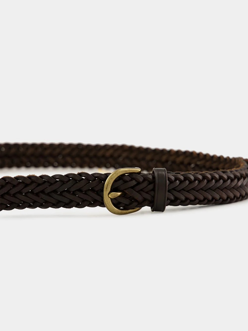 Brown Braided Leather Polo Tip Belt - Image 3