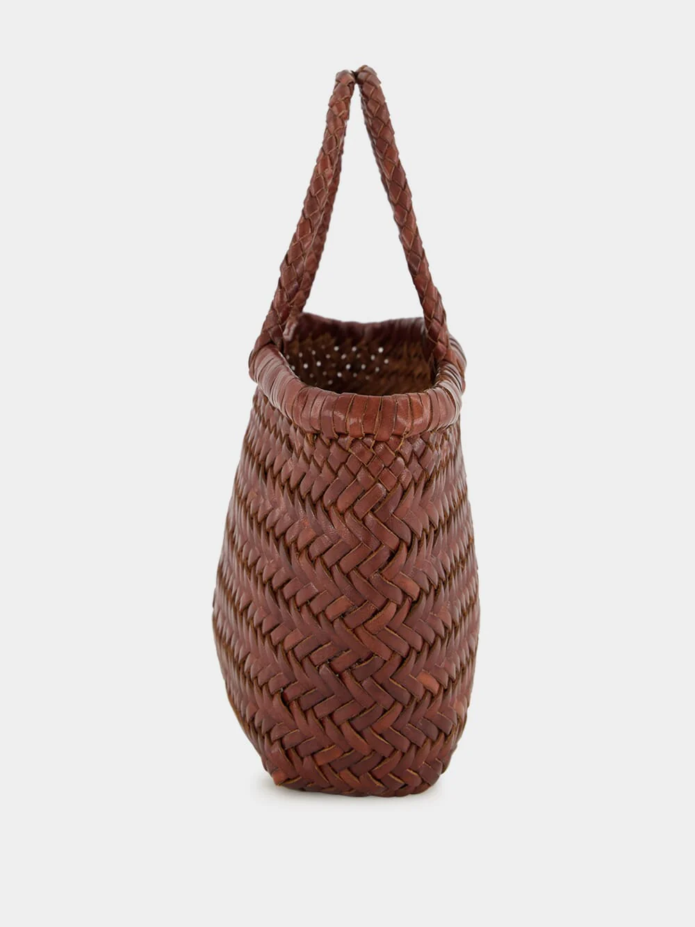 Brown Mini Flat Gora Leather Tote - Image 3