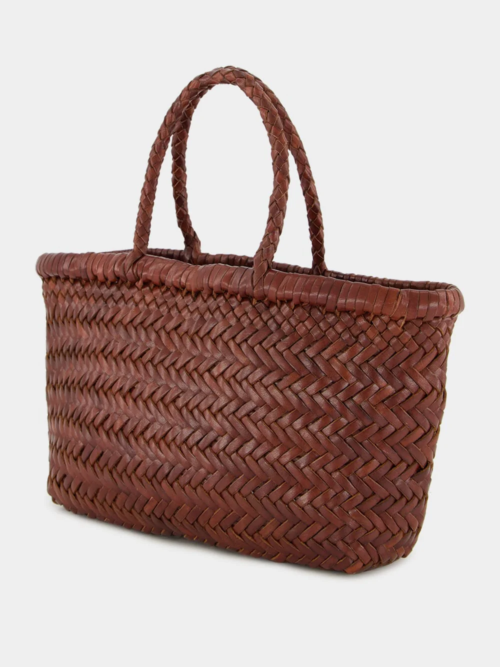 Brown Mini Flat Gora Leather Tote - Image 4