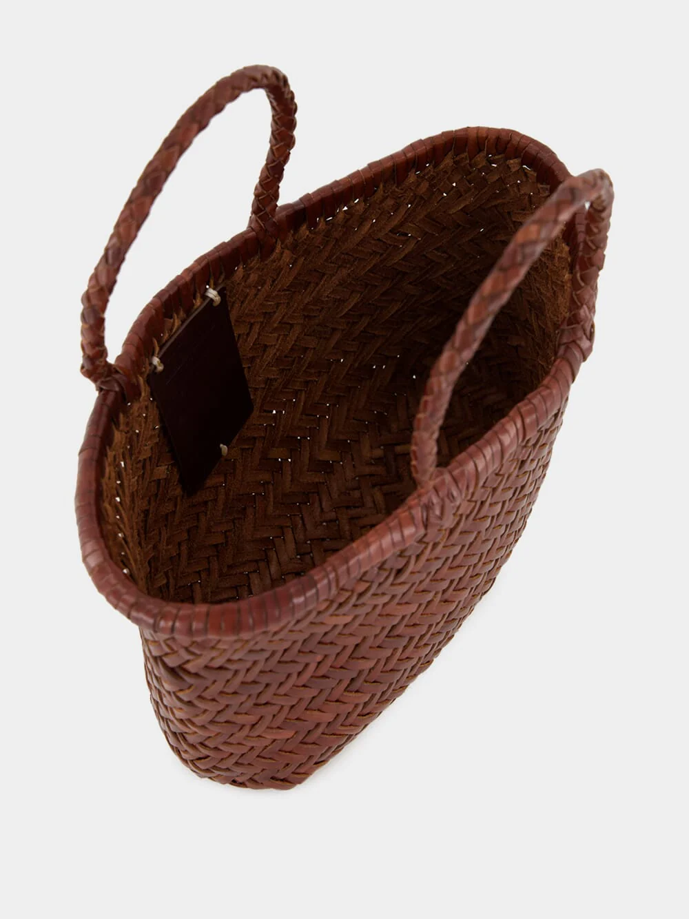 Brown Mini Flat Gora Leather Tote - Image 5