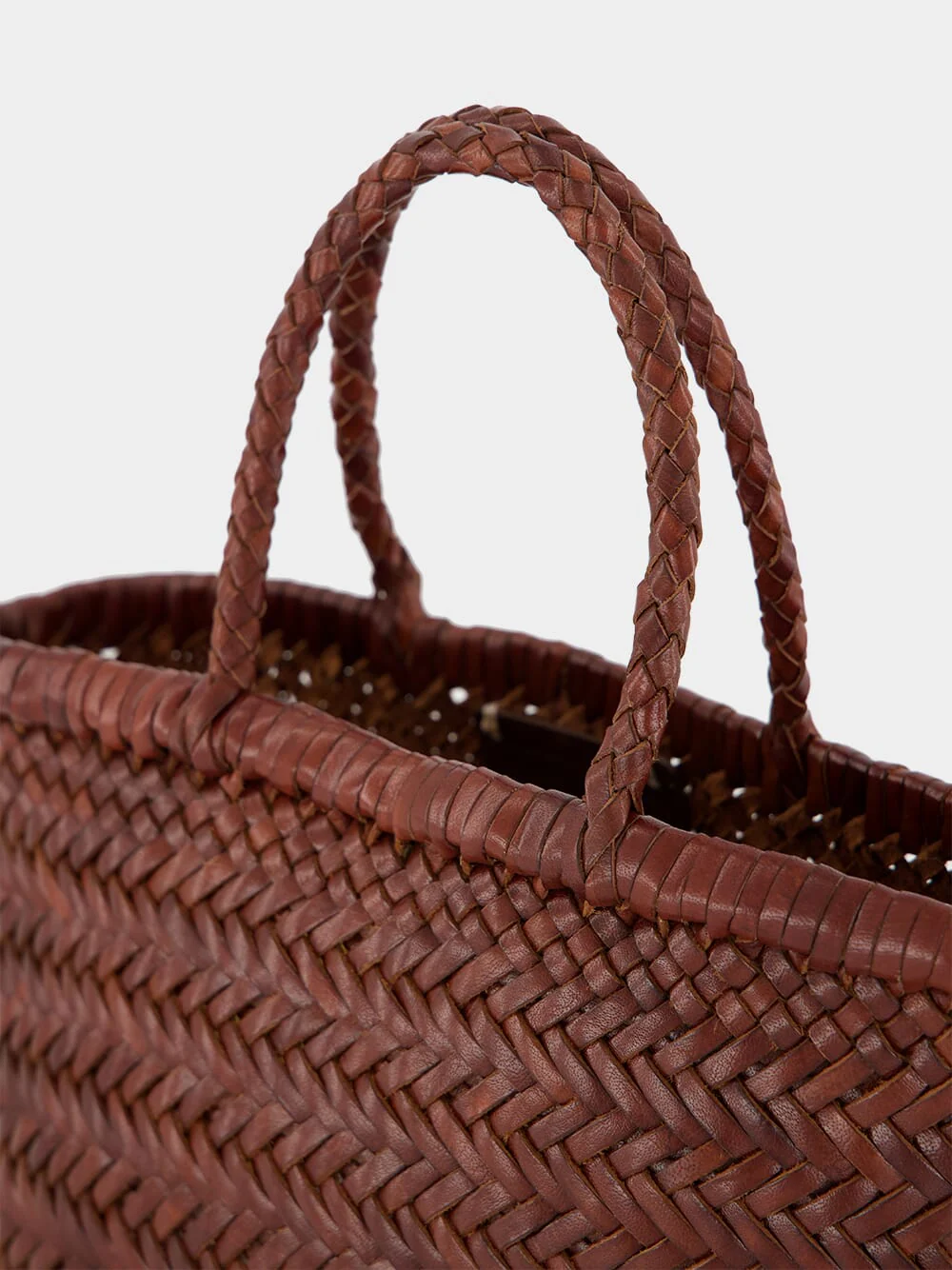 Brown Mini Flat Gora Leather Tote - Image 6