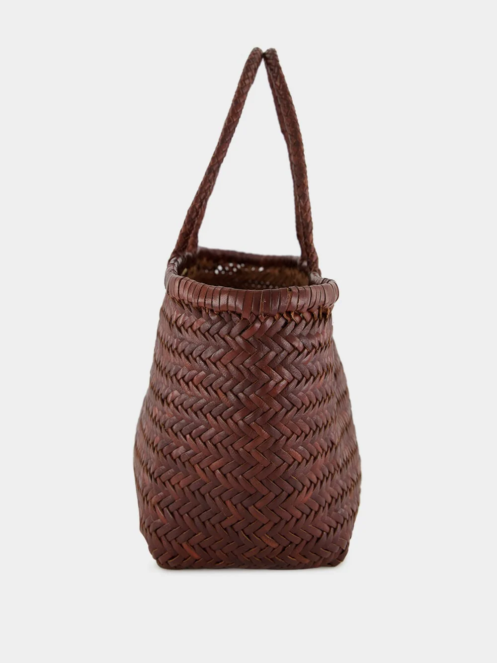 Brown Triple Jump Big Woven Leather Tote - Image 3