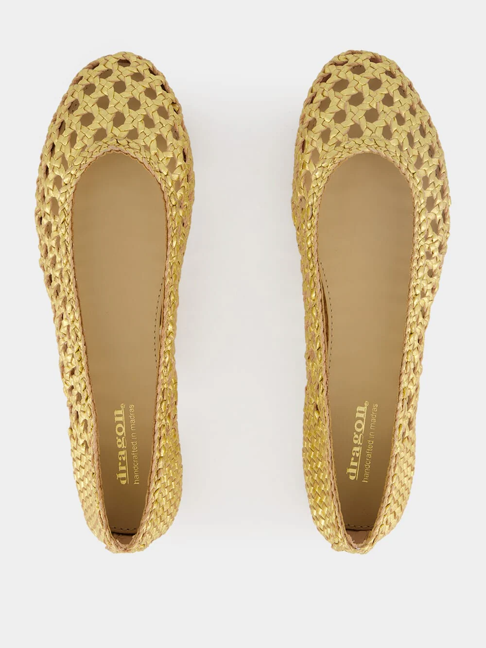 Capri Gold Woven Leather Ballerinas - Image 4
