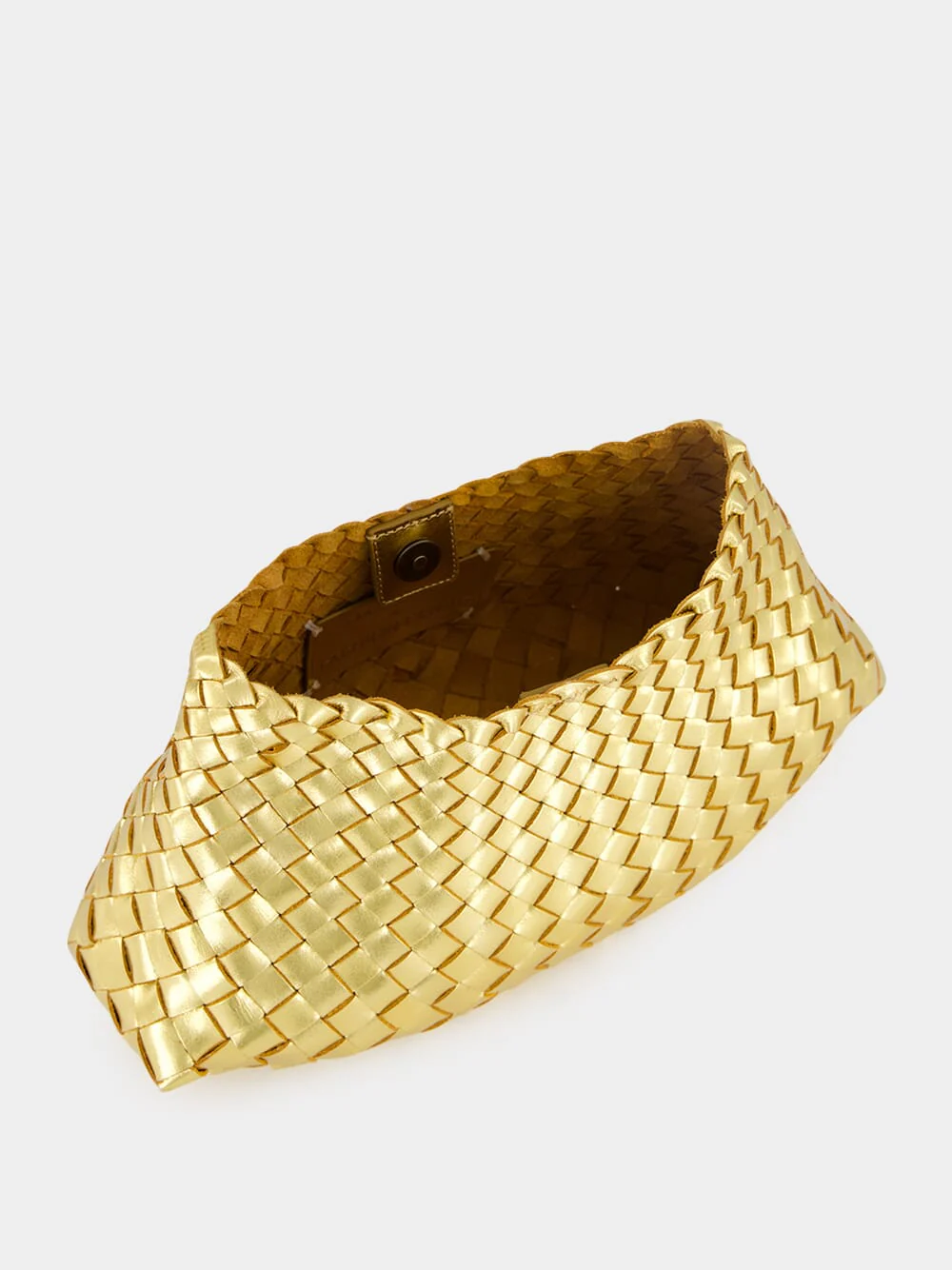 Comporta Gold Woven Leather Clutch - Image 7