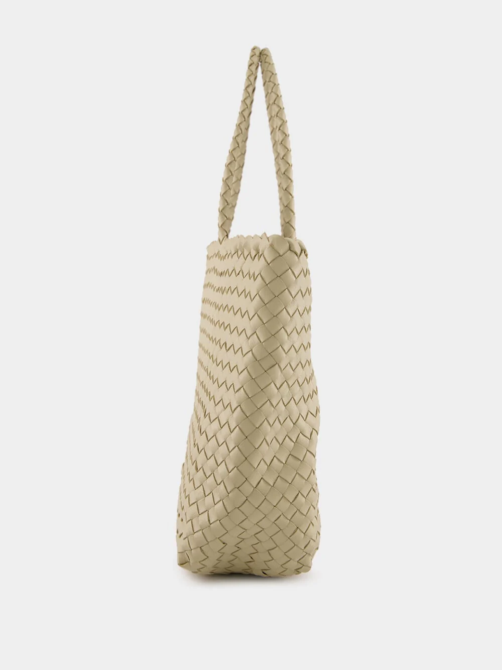Cream Woven Leather Shoulder Bag - Image 3
