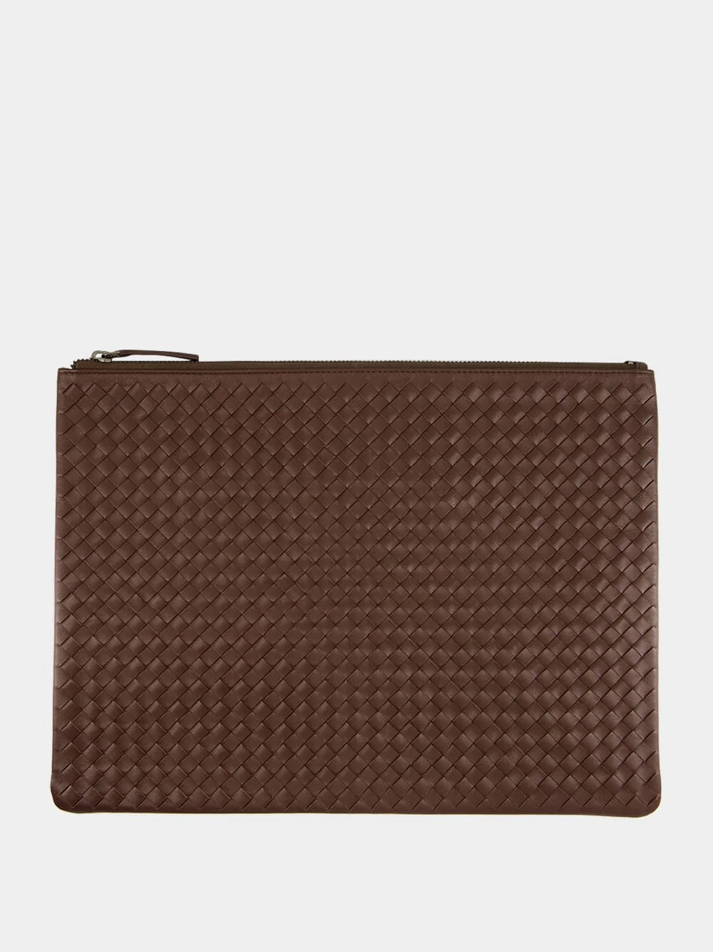 Dark Brown A4 Woven Leather Pochette