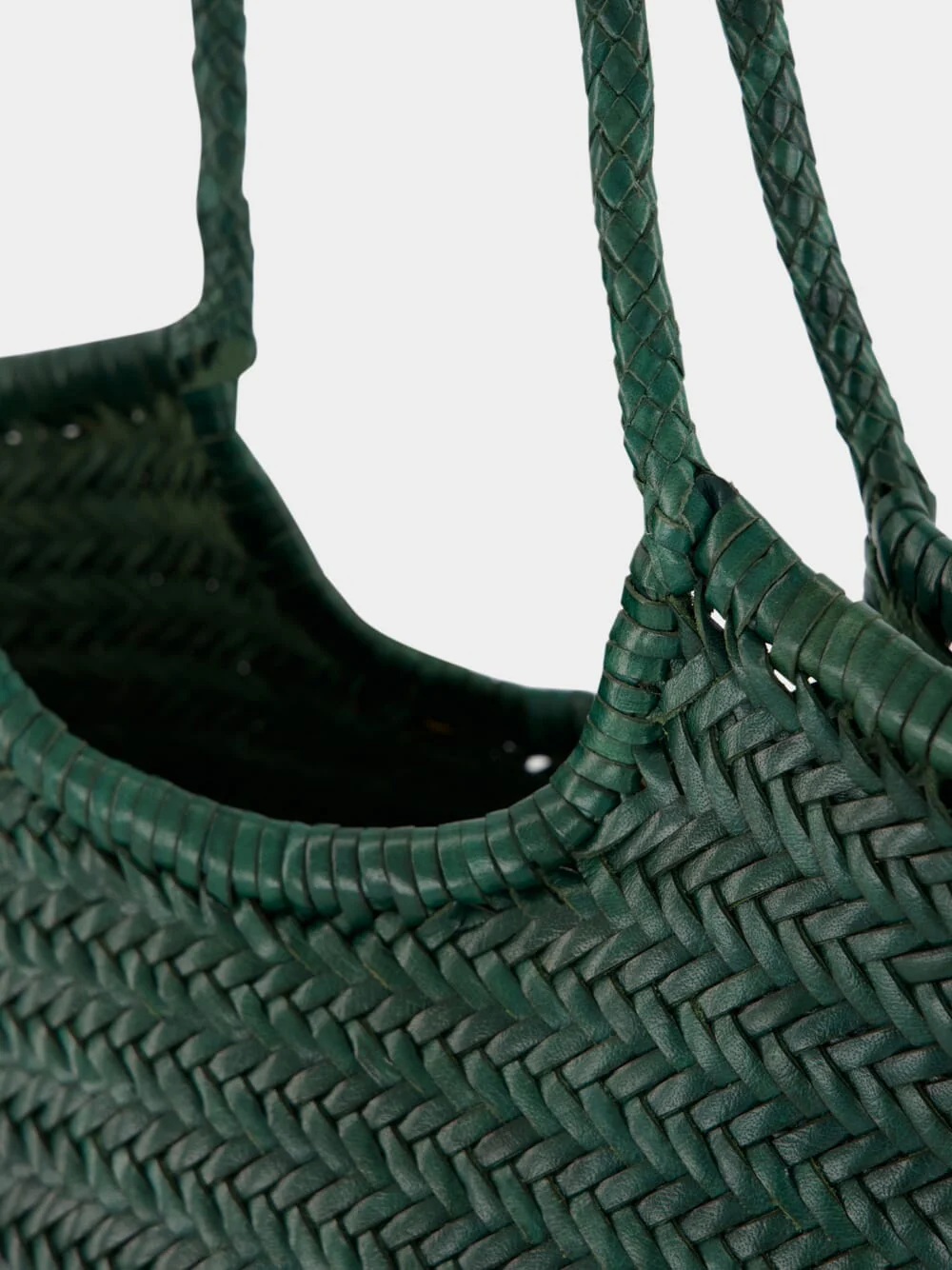 Forest Green Nantucket Big Woven Leather Tote - Image 6