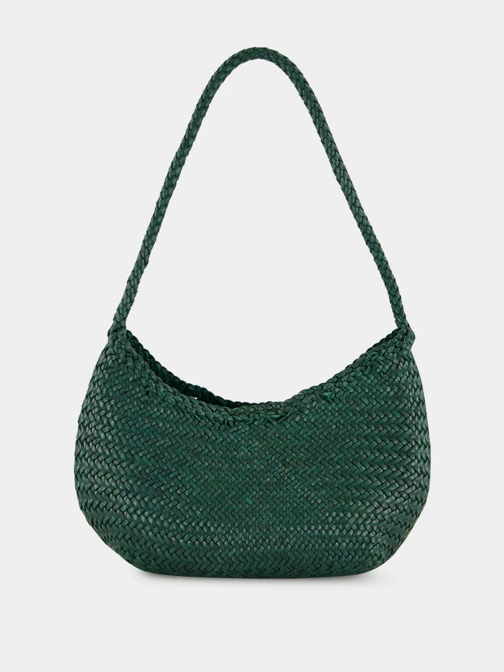 Forest Green Nova Luna Woven Leather Tote