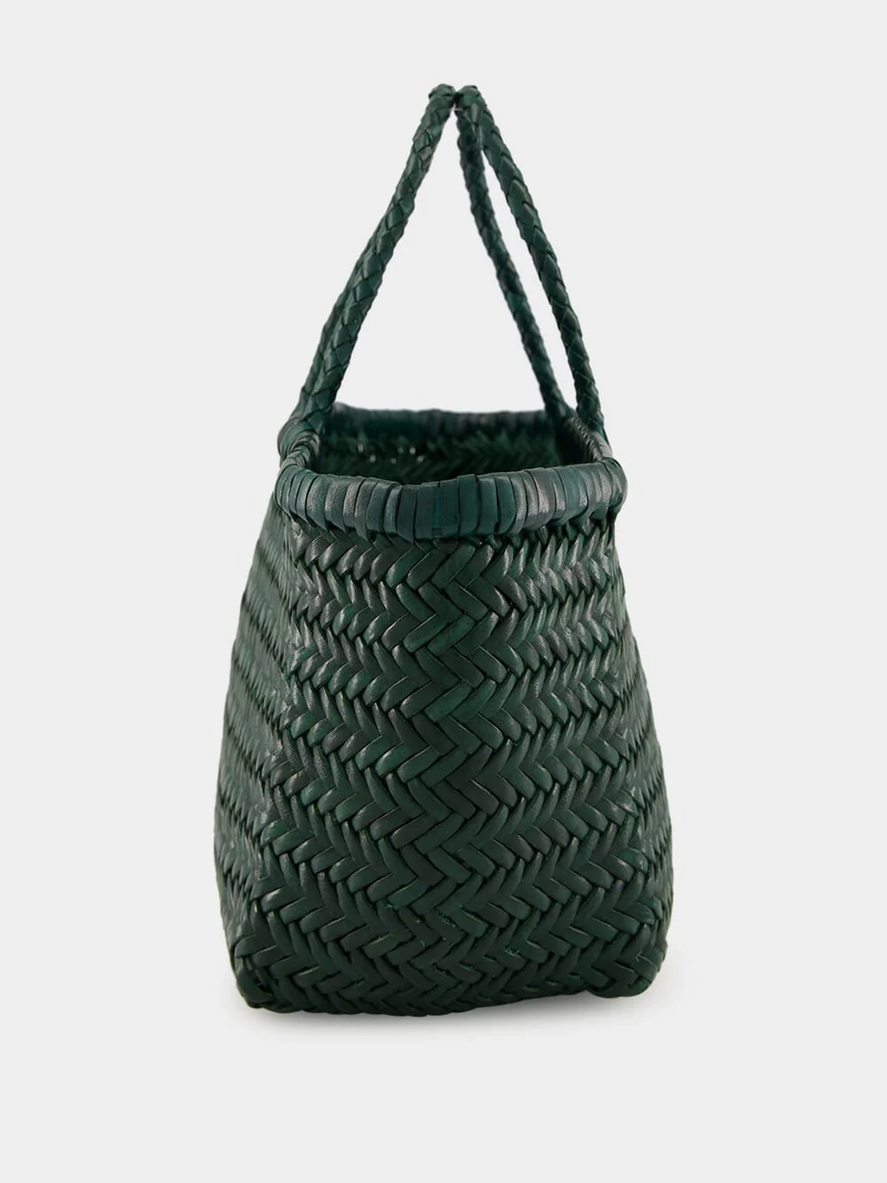 Forest Green Triple Jump Small Woven Leather Tote - Image 5