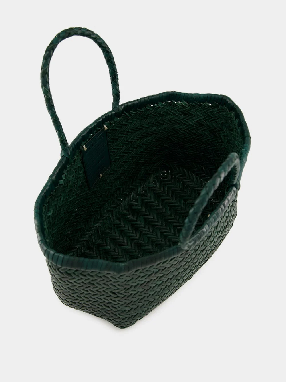 Forest Green Triple Jump Small Woven Leather Tote - Image 7