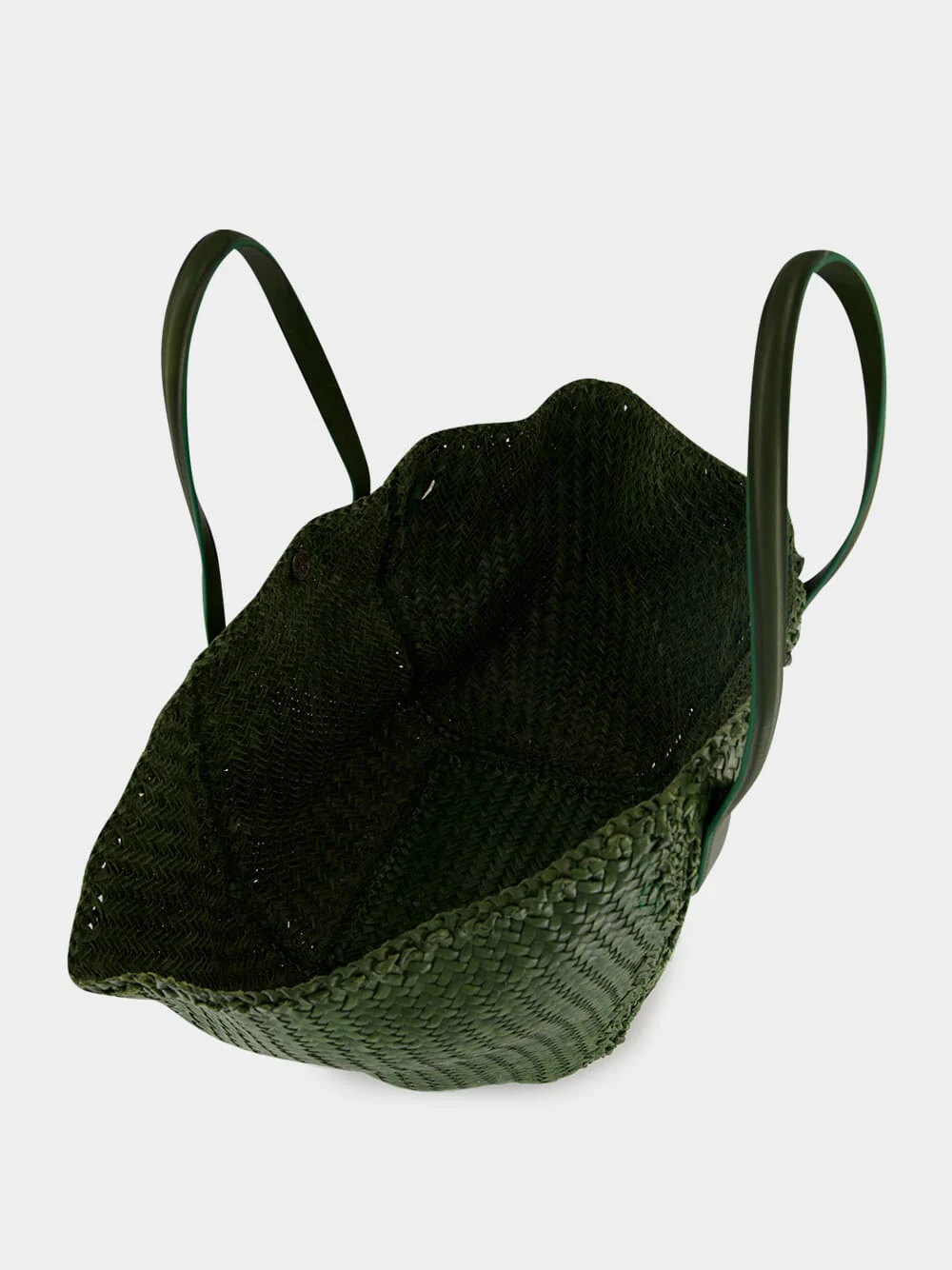 Leaf Green Woven Leather Tote Bag - Image 6