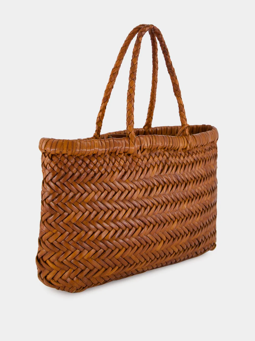 Mini Flat Gora Tan Woven Bag - Image 3