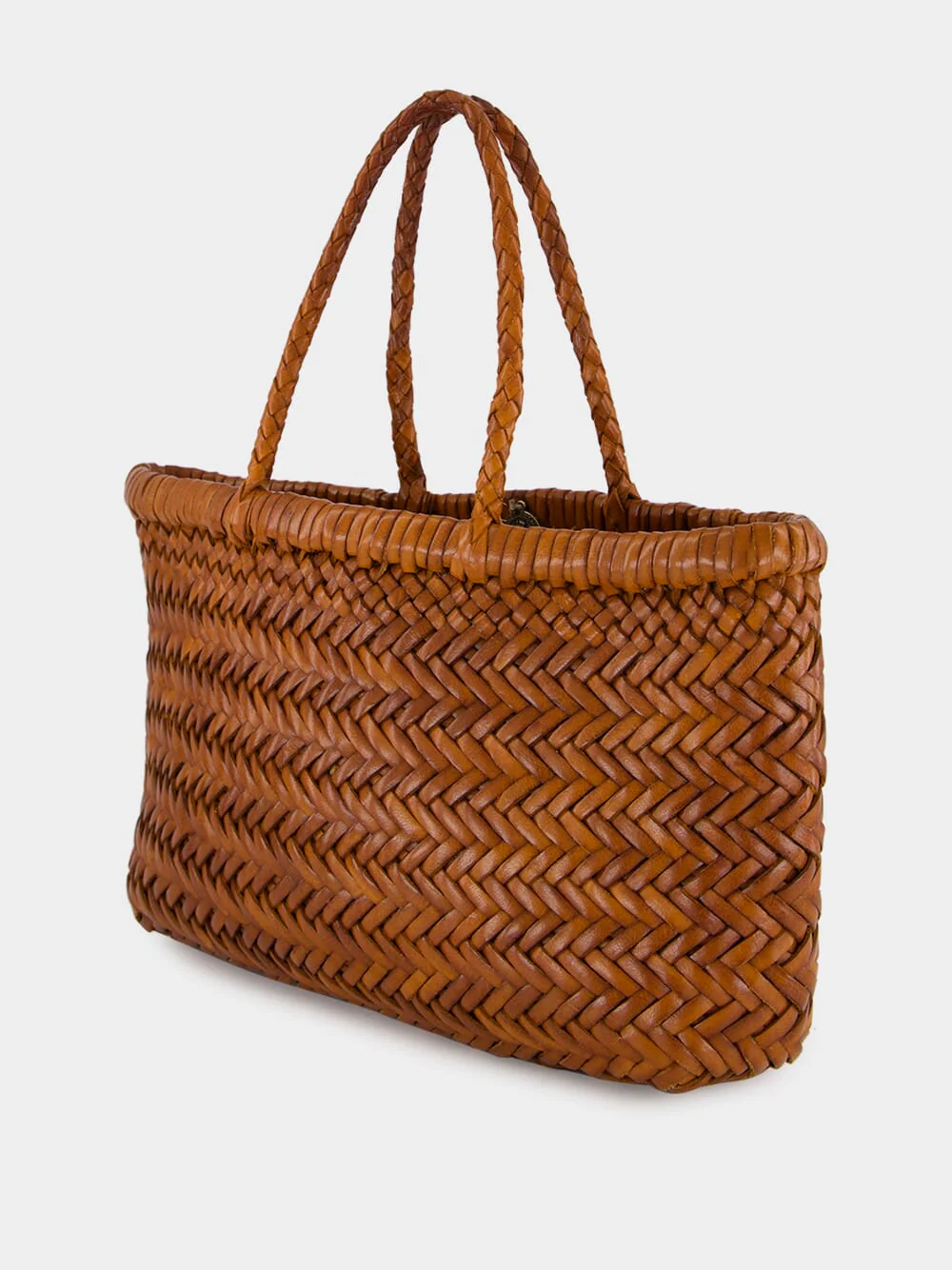 Mini Flat Gora Tan Woven Bag - Image 5