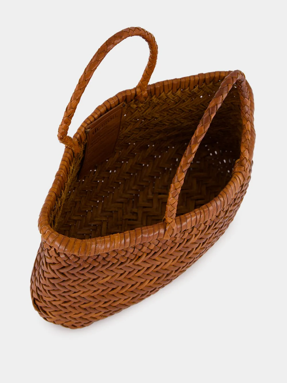 Mini Flat Gora Tan Woven Bag - Image 6