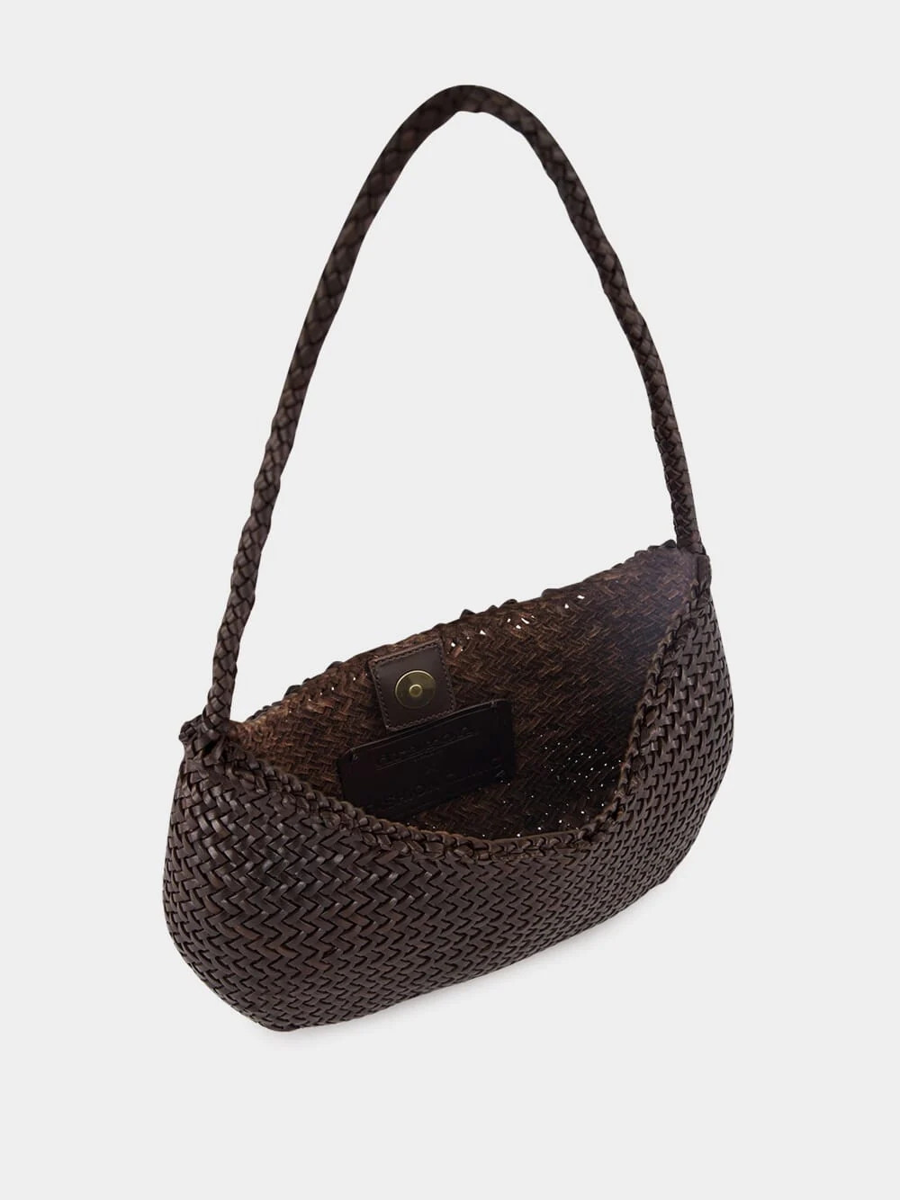 Nova Luna Dark Brown Woven Leather Bag - Image 5