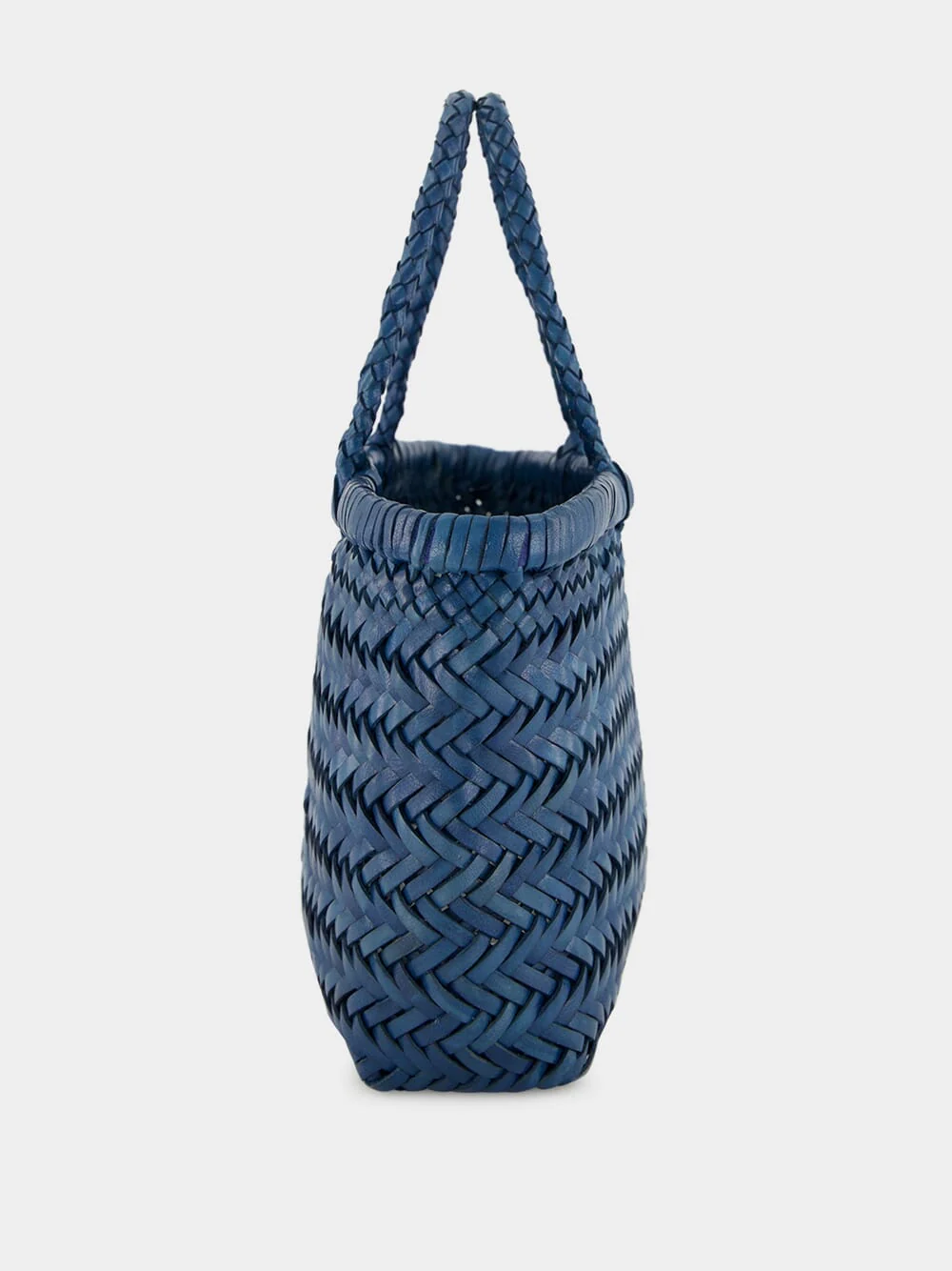 Ocean Blue Mini Flat Gora Leather Tote - Image 3