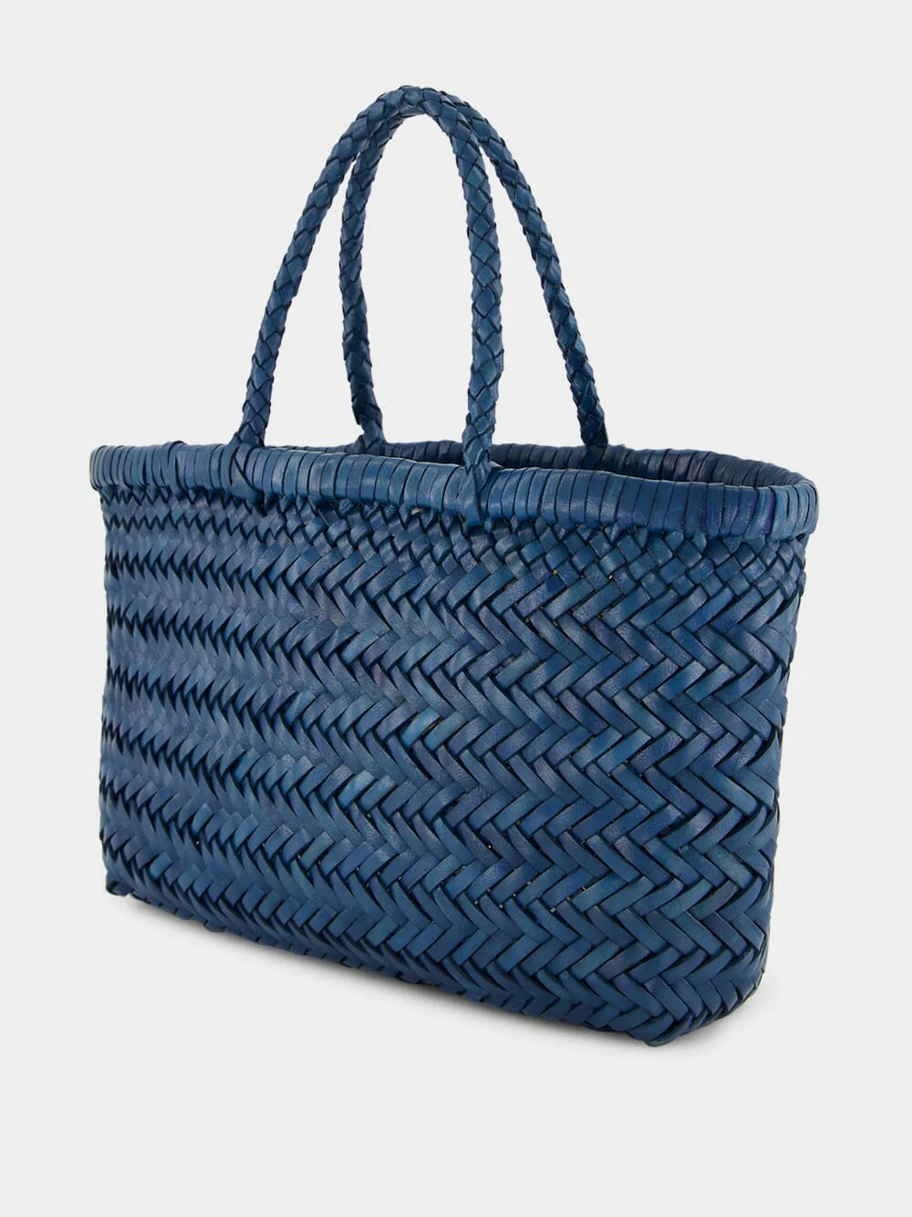 Ocean Blue Mini Flat Gora Leather Tote - Image 4